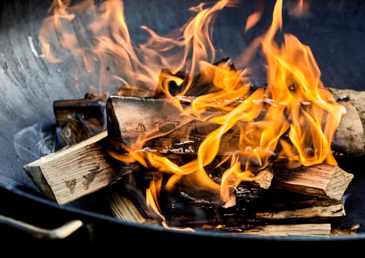 An image of wood burning