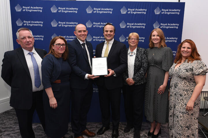 The AMRC and Boeing team at the Bhattacharyya Awards, holding the 2024 award.