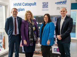 Andy Silcox, Katherine Bennett, Jacqui Murray and Ben Morgan at the HVM Catapult Baglan opening